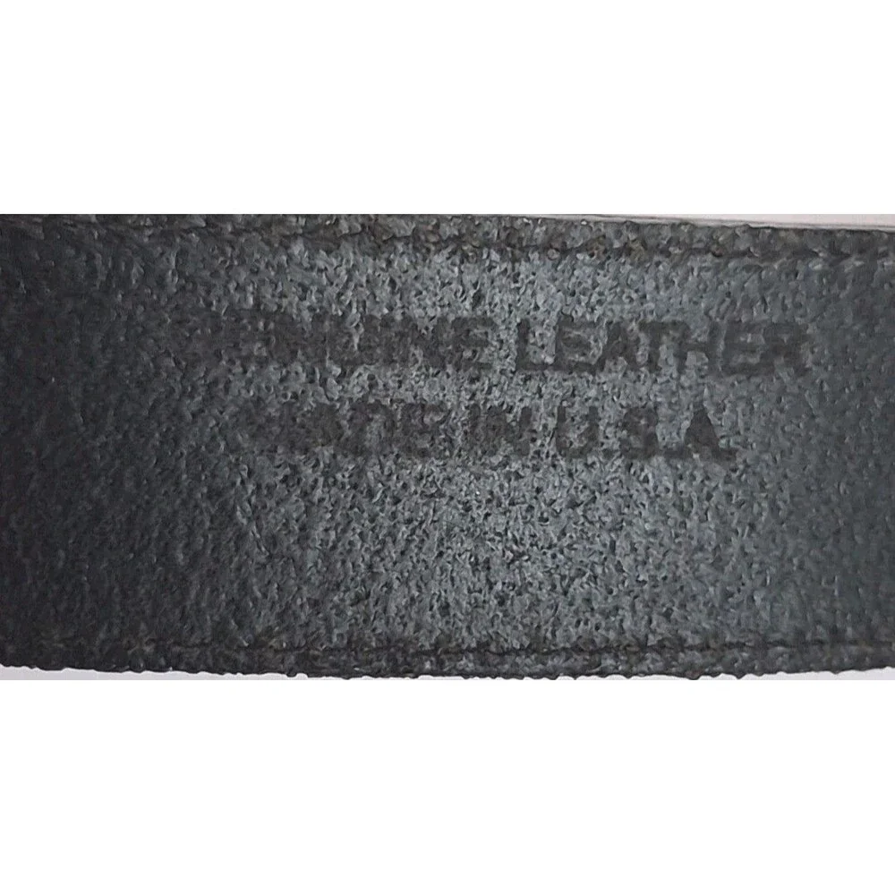 Vtg Avignon Leather Wide Statement Belt Large Black Silver Buckle USA Made Y2K